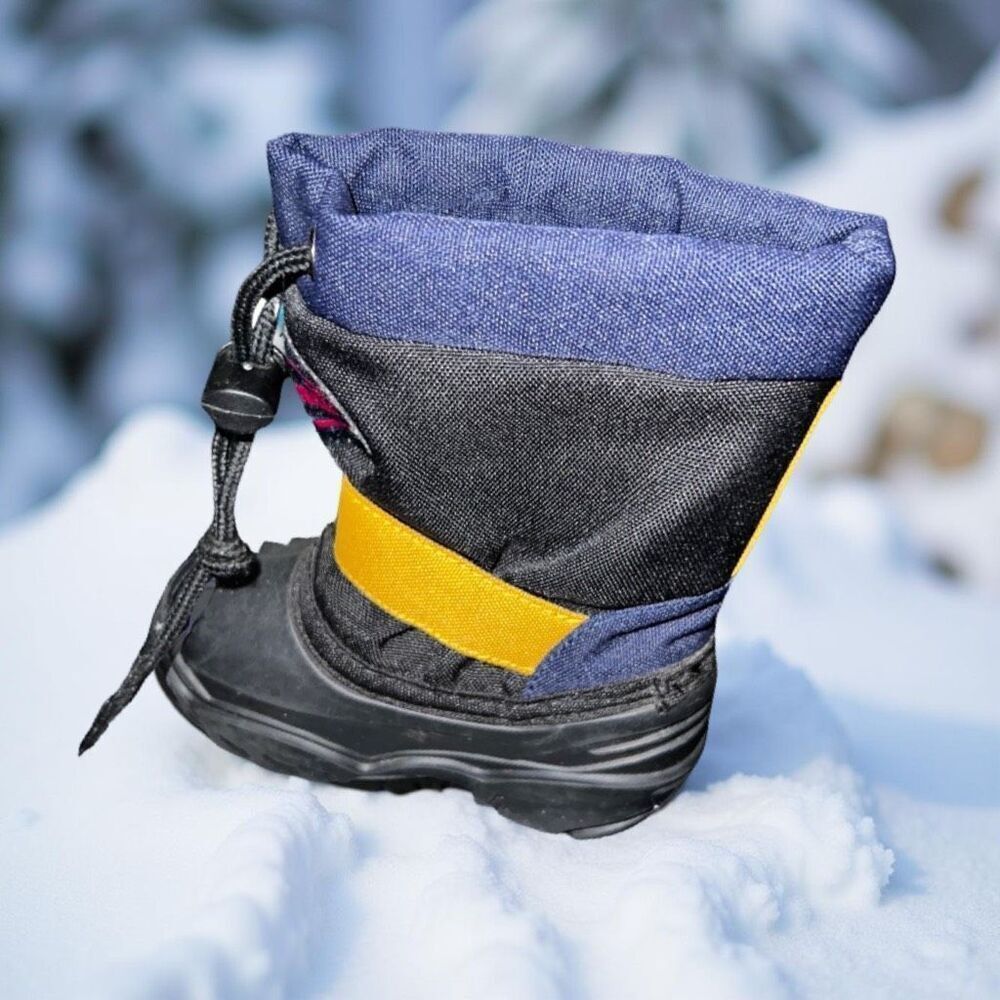 Toddler Kamik Navy/Black/Yellow Snow Boots Size 5
